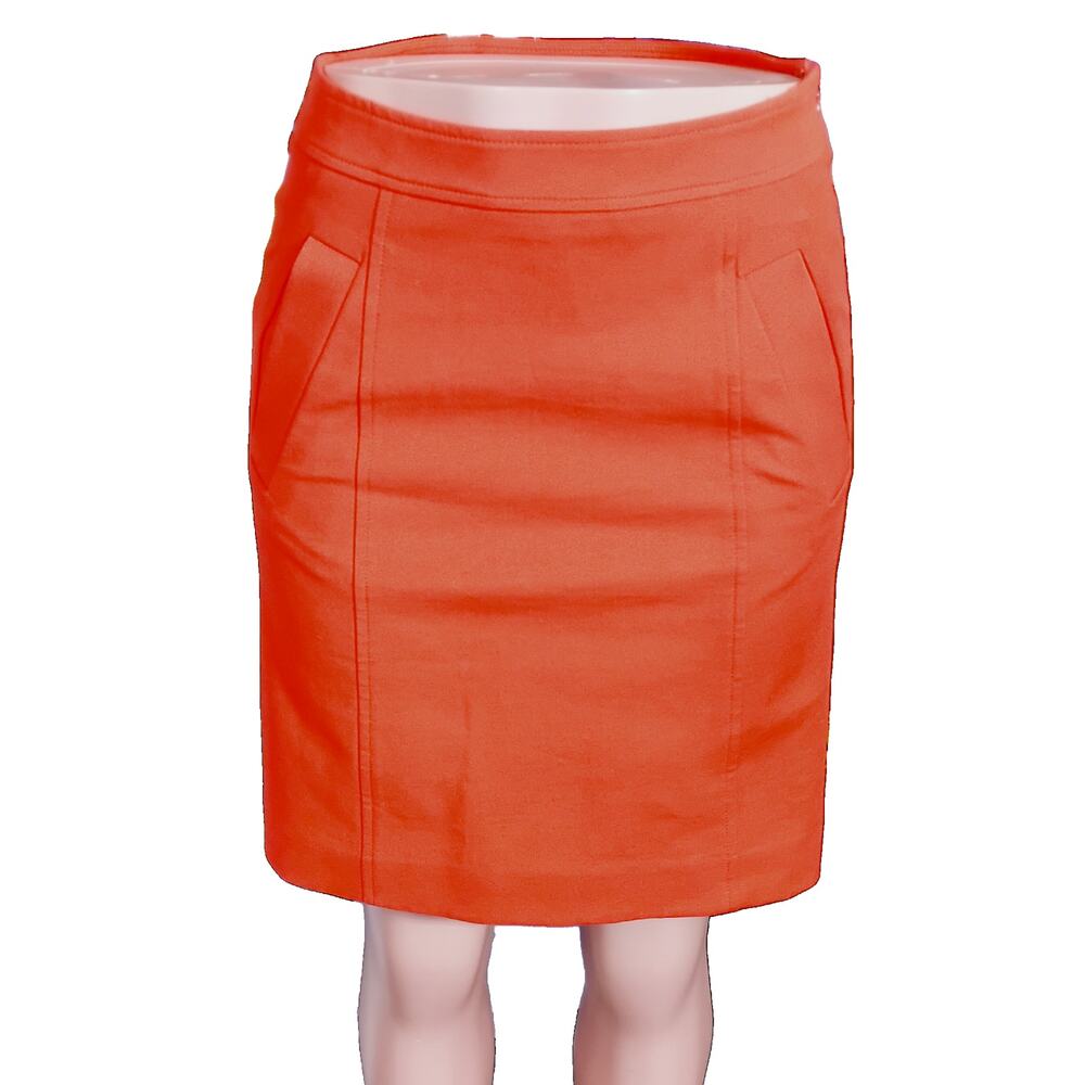 Ann Taylor A Line Skirt Size 0 Orange Knee Length 2 Front Pockets Fully Lined